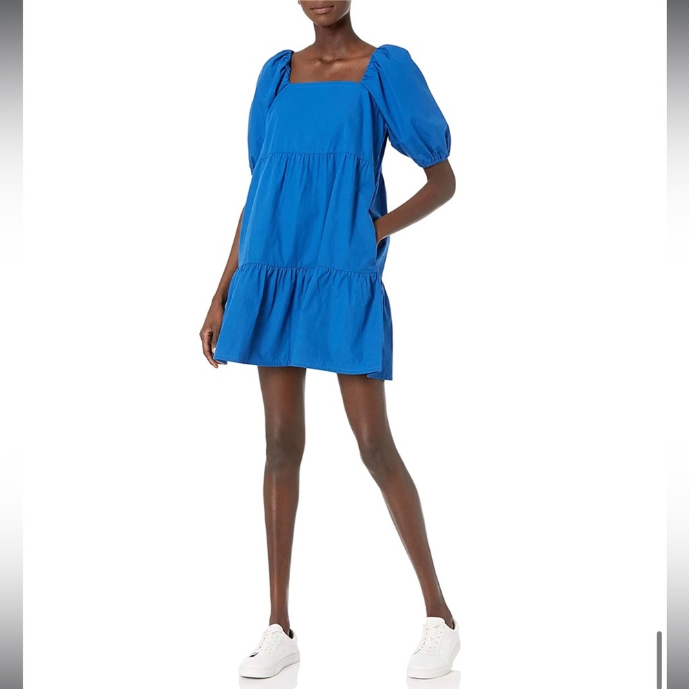 Grace Atwood for The Drop blue puff sleeve mini dress with pockets